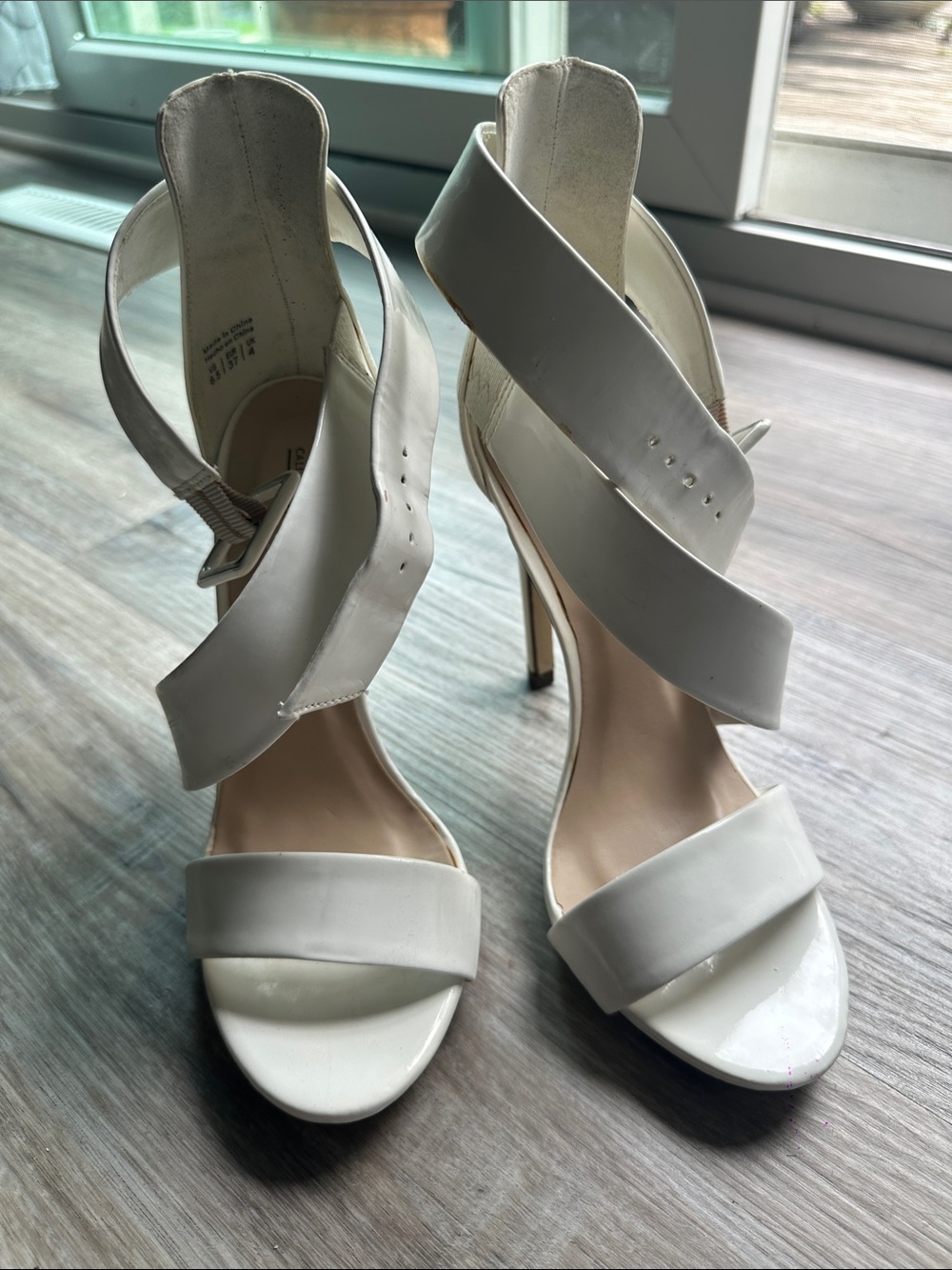 White Strappy High Heel Sandals - Women